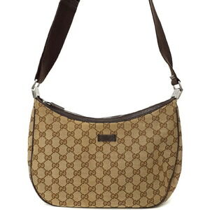 Gucci Monogram Half Moon Hobo Shoulder bag brown